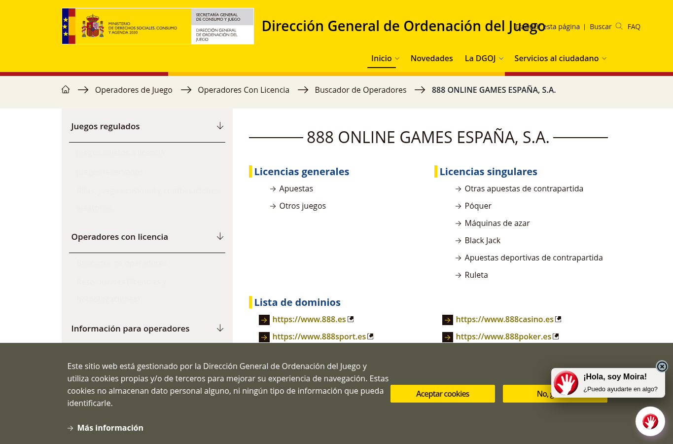 Recorded evidence capture from ordenacionjuego.es