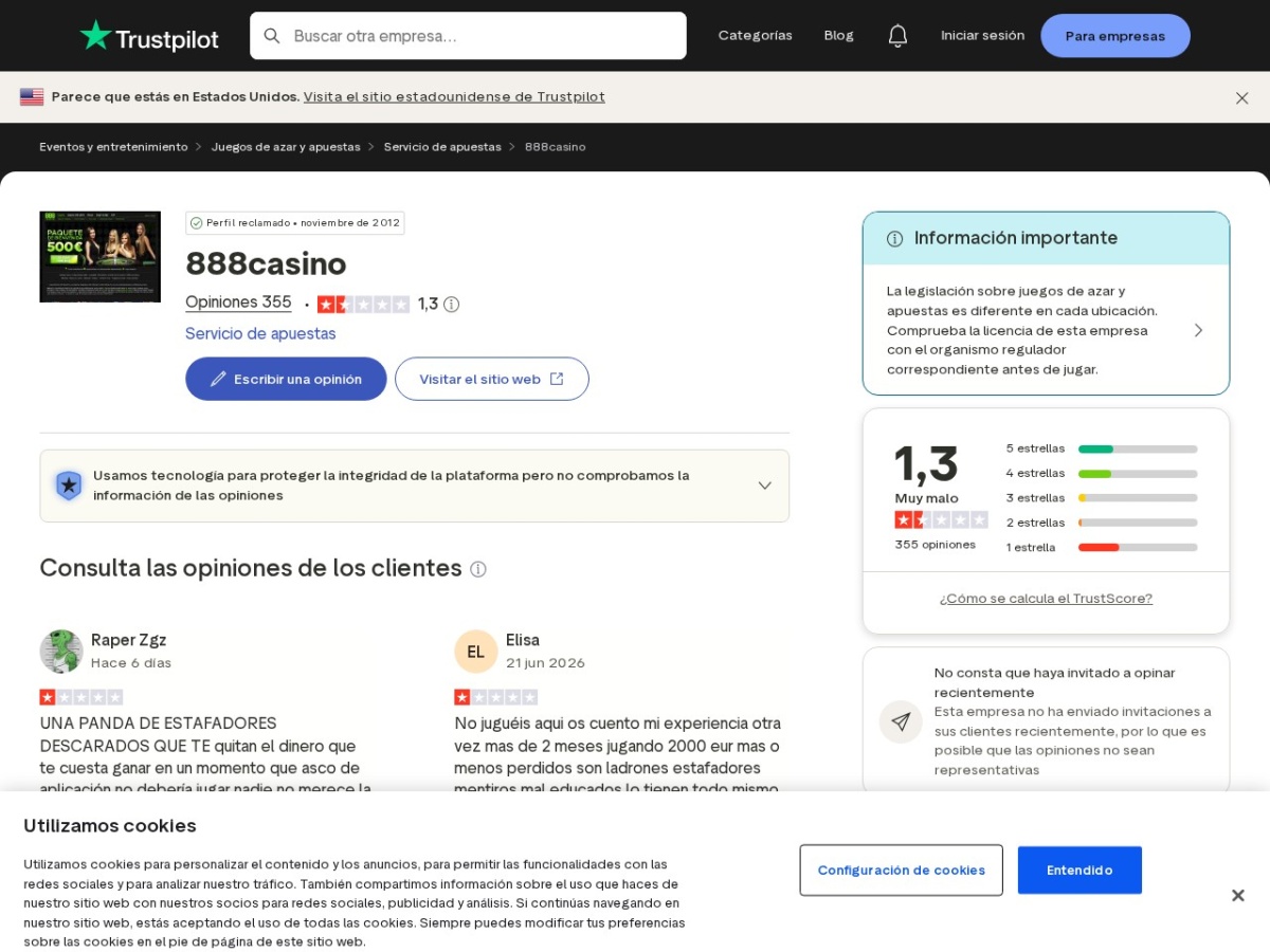 Recorded evidence capture from es.trustpilot.com