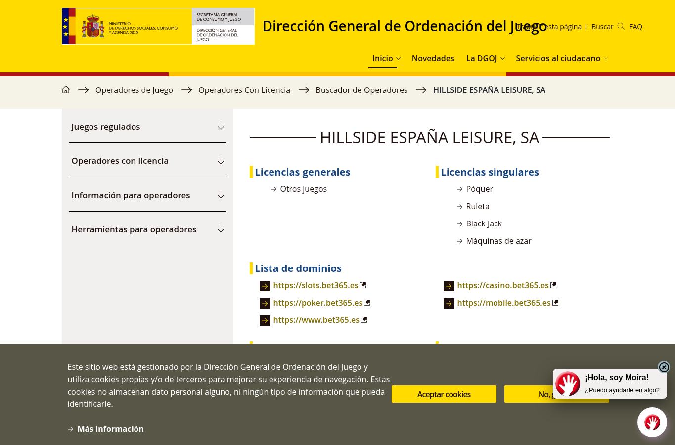 Recorded evidence capture from ordenacionjuego.es