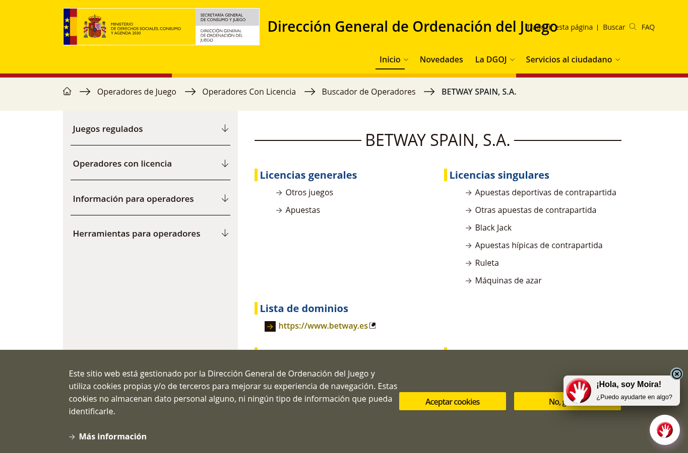 Recorded evidence capture from ordenacionjuego.es