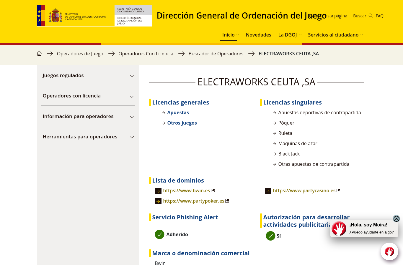 Recorded evidence capture from ordenacionjuego.es