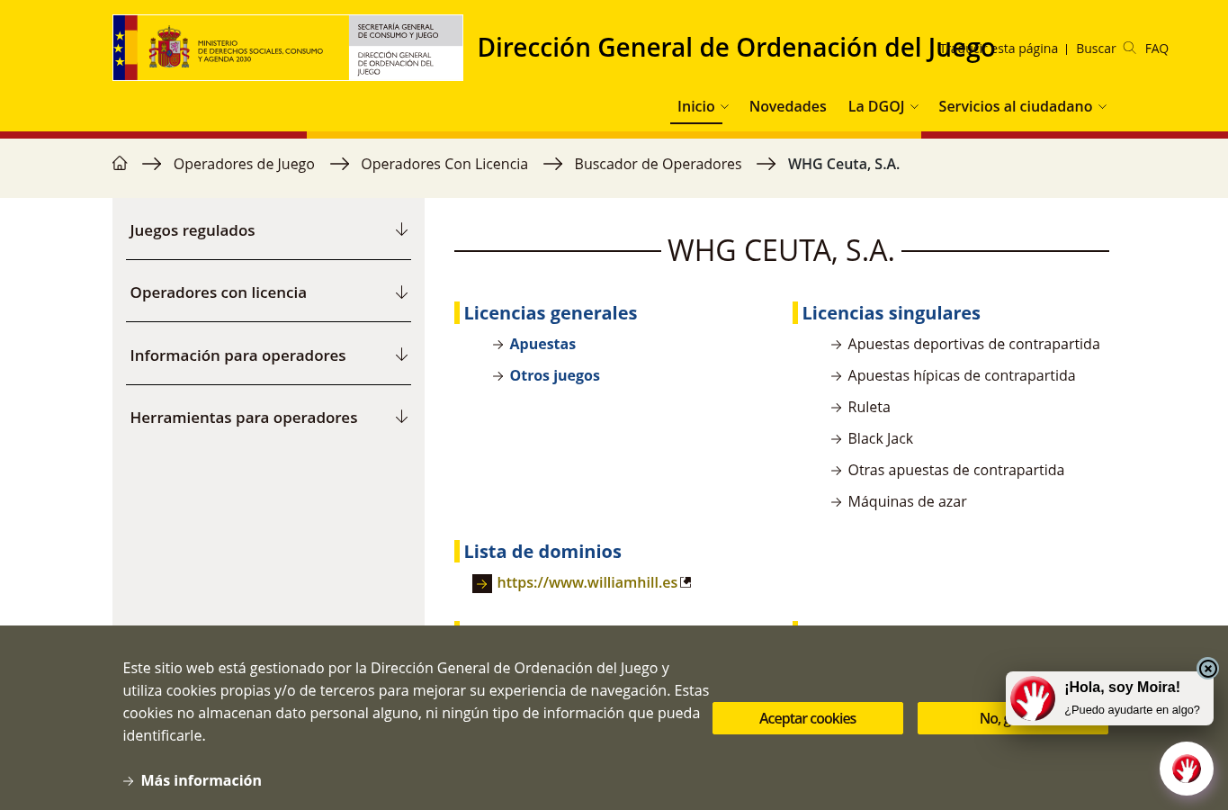 Recorded evidence capture from ordenacionjuego.es