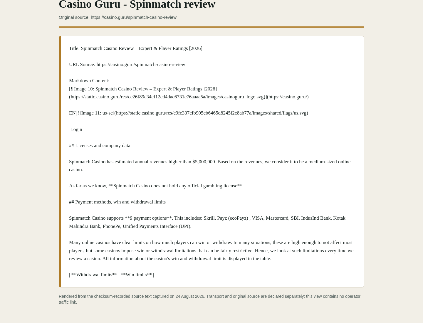 لقطة دليل من casino.guru